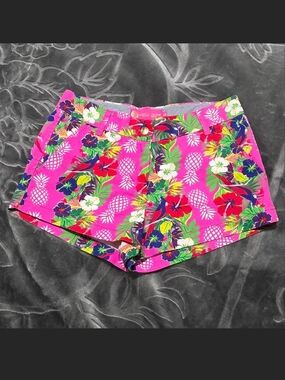 Macbeth Collection by Margaret Josephs Hot Pink Tropical Print High Waist Shorts